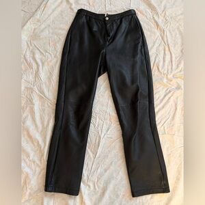 Topshop Vintage Genuine Leather Pants Black Cropped Slim Fit High Rise 🔥